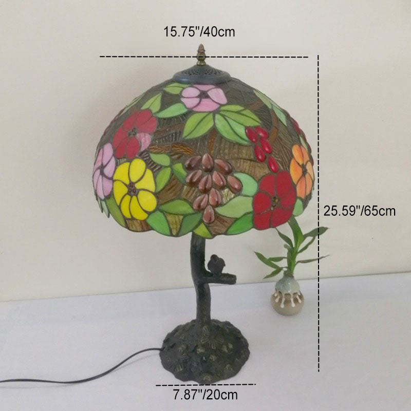 Flower Stained Glass Resin 2-Light Table Lamp