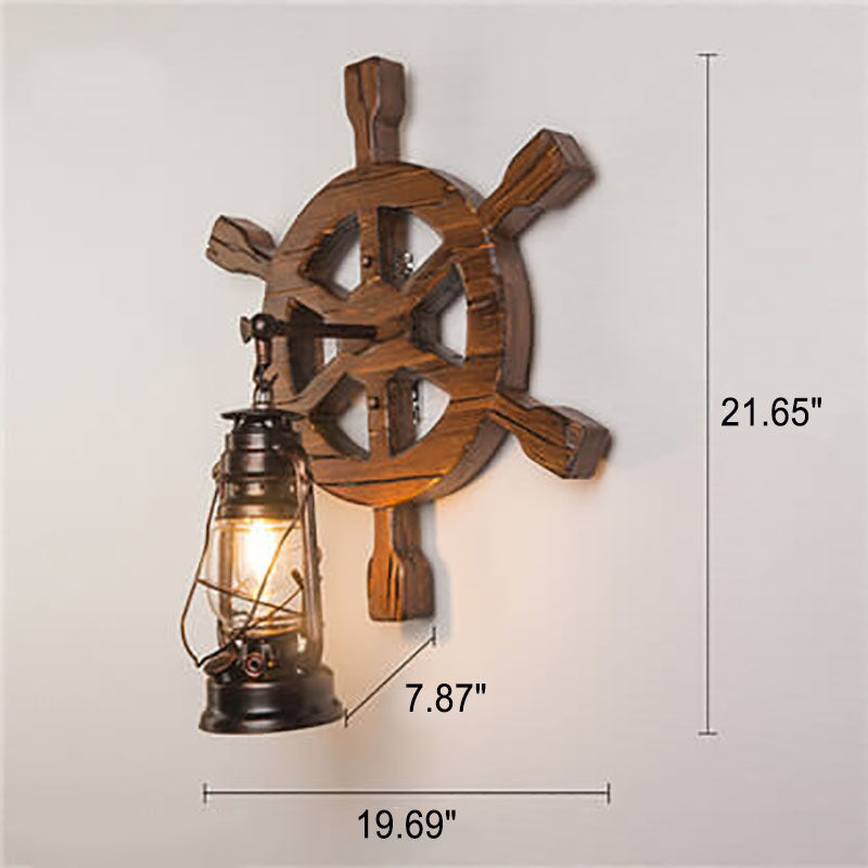 Wood Iron Wall Lamp
