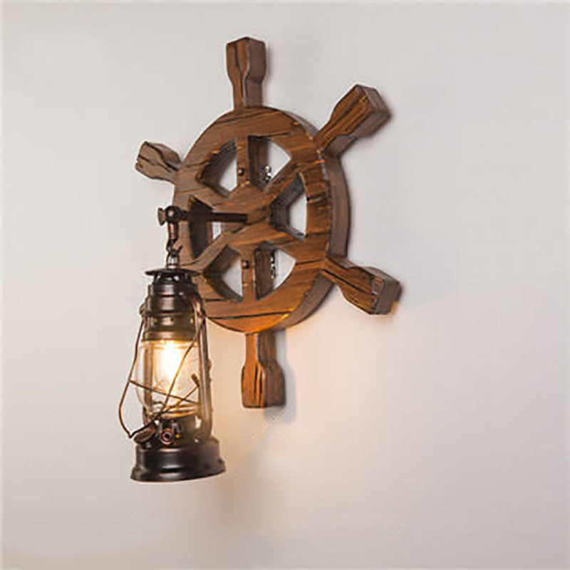 Wood Iron Wall Lamp