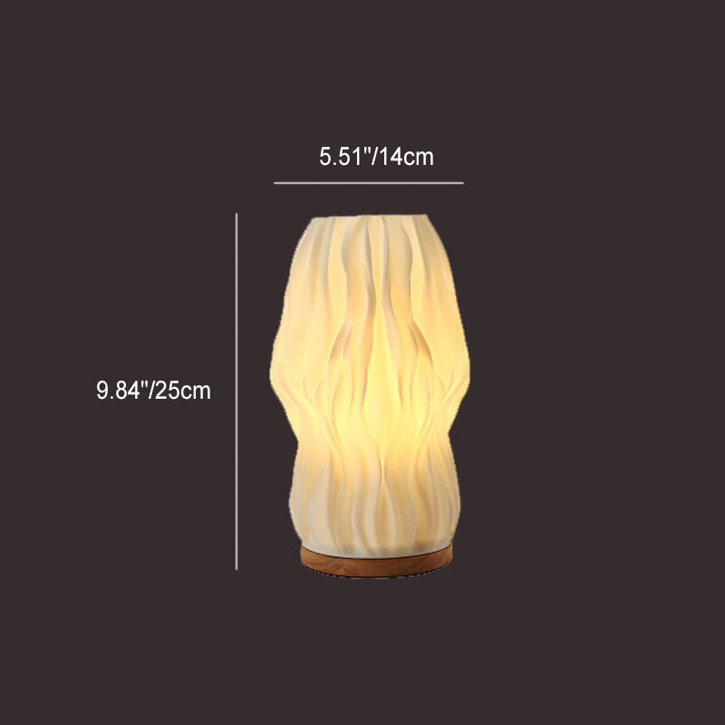 Round Wave Pod Wood Table Lamp