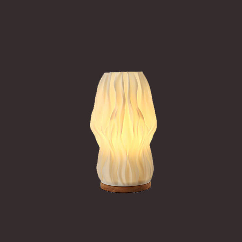 Round Wave Pod Wood Table Lamp