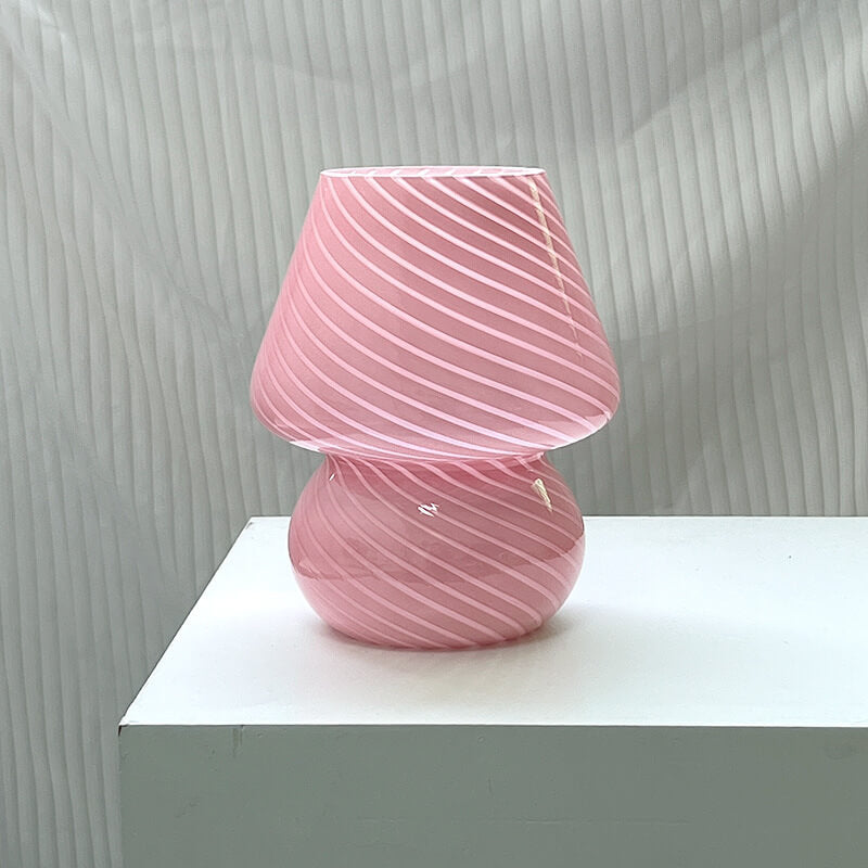 Striped Mushroom Glass Table Lamp