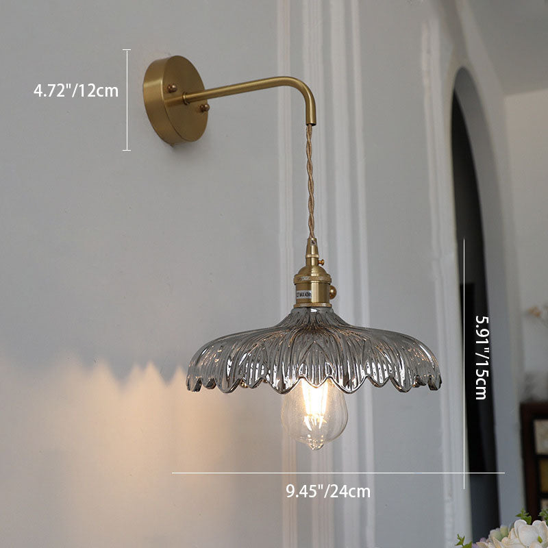 Iron Flower Glass Bedroom Wall Lamp