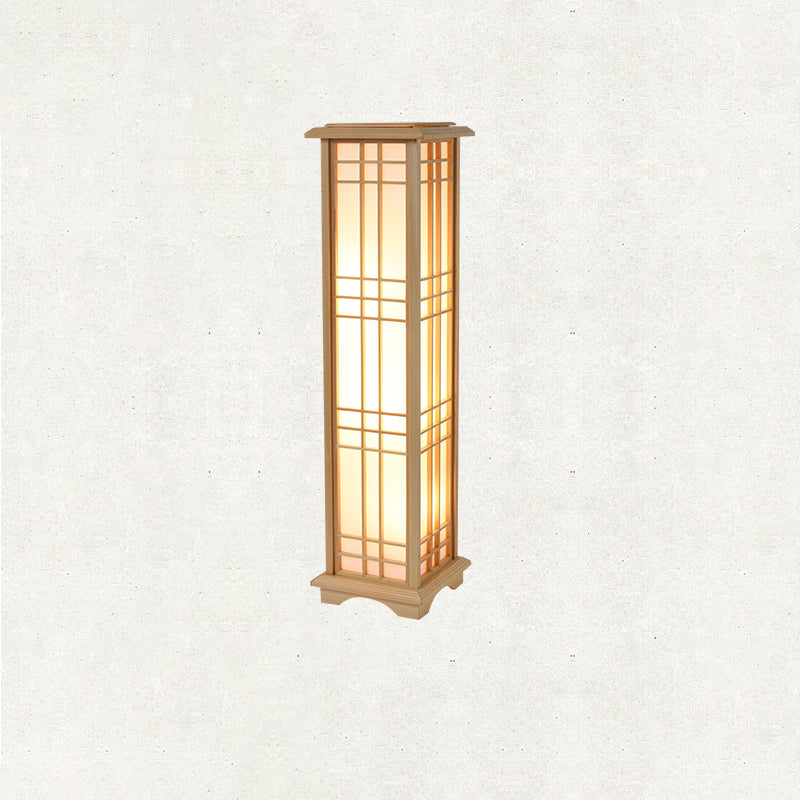 Traditional Japanese Wood Acrylic 3-Light Floor Lamp