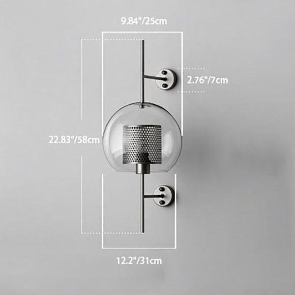 Iron Finish Frame Spherical Wall Lamp