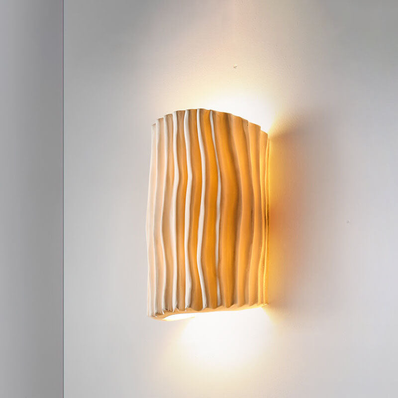 Resin Striped Half Cylinder 2-Light Wall Lamp