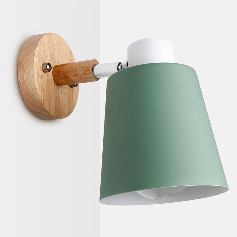 Solid Color Iron Wood Wall Lamp