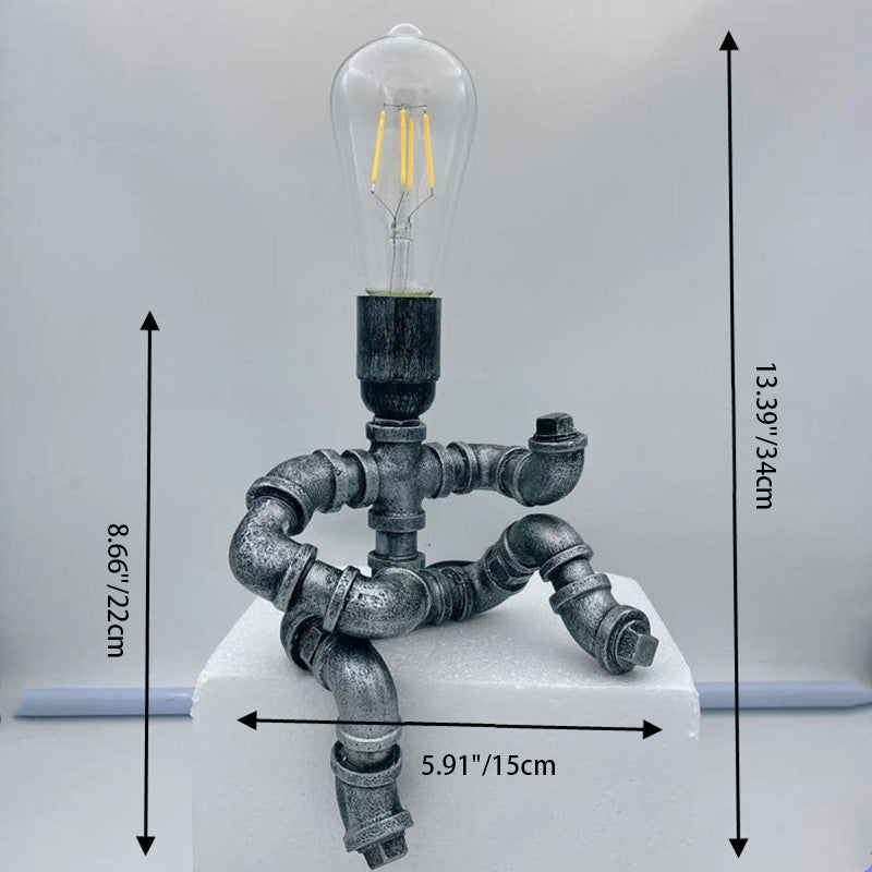 Iron Water Pipe Robot Table Lamp
