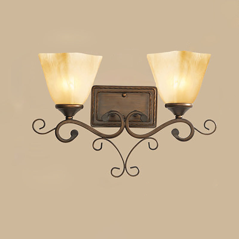 Round Glass Iron 1/2 Wall Lamp