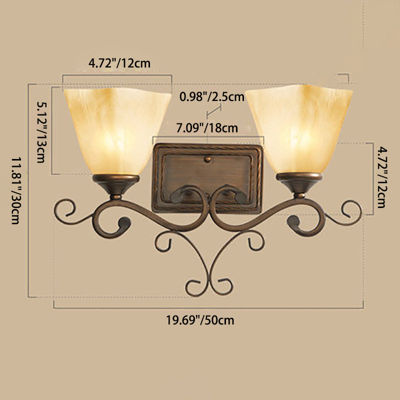 Round Glass Iron 1/2 Wall Lamp