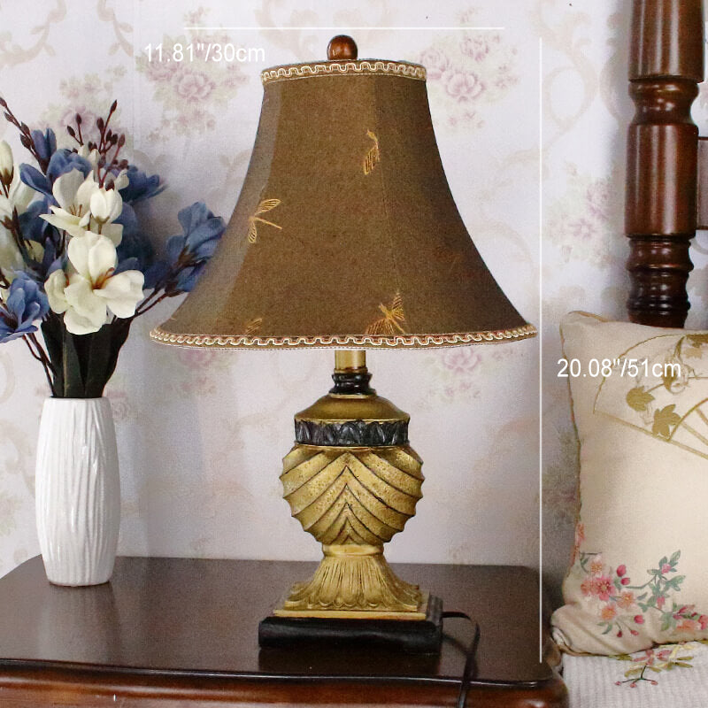 Orb Stripe Carved Resin Table Lamp