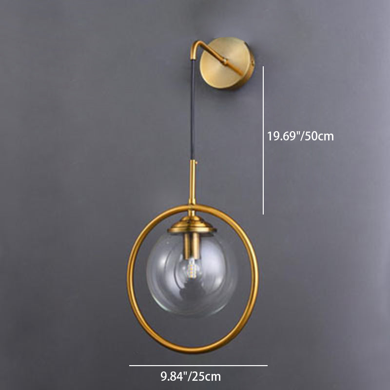 Round Iron Glass Living Wall Lamp