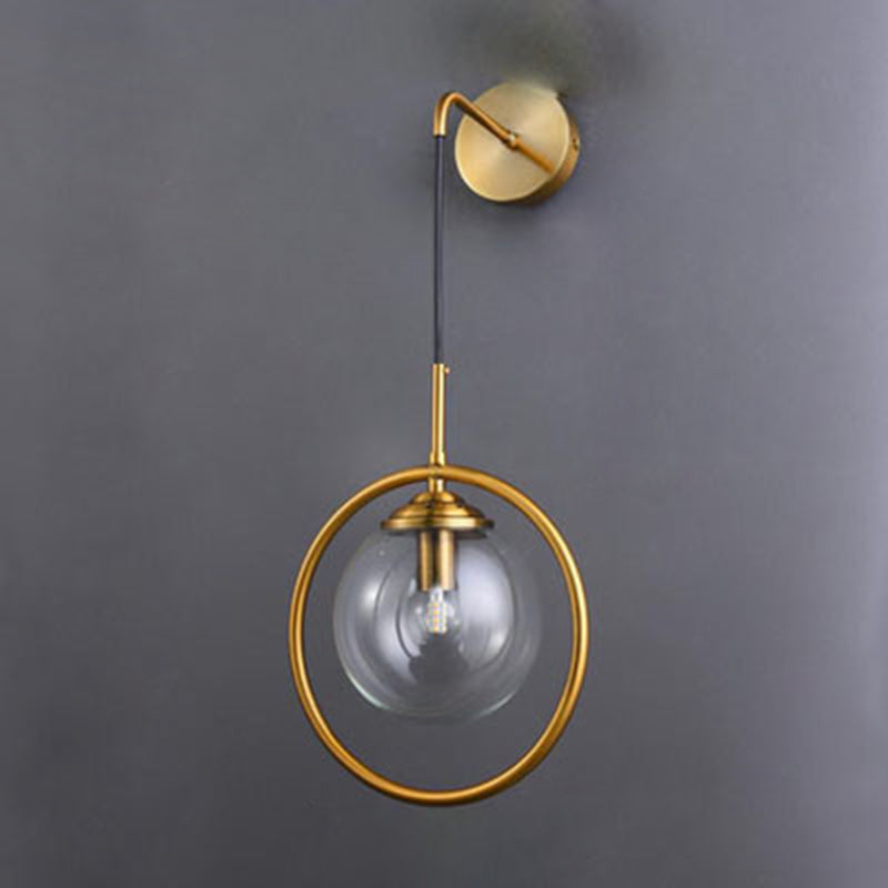 Round Iron Glass Living Wall Lamp