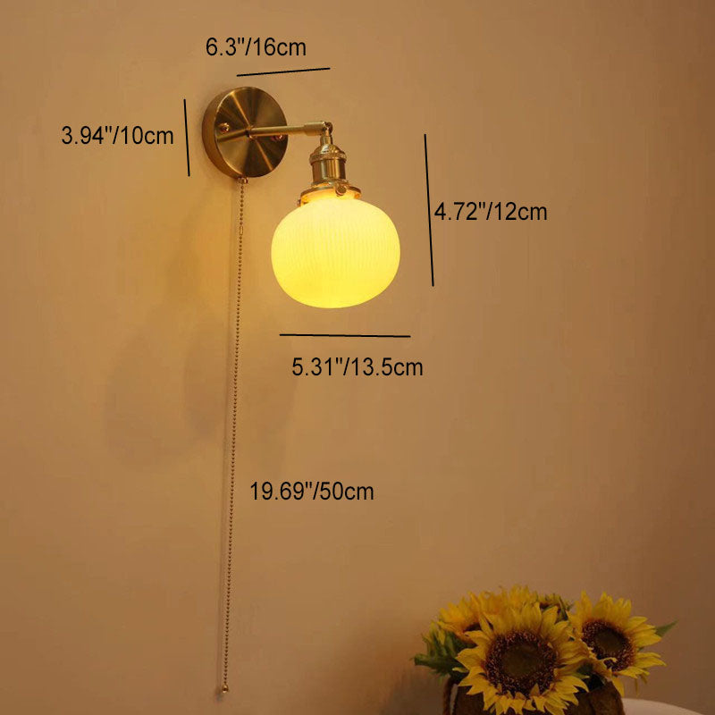 Brass Round Vanity Bedroom Wall Lamp