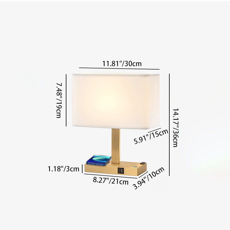 Rectangular Cloth Iron Living Table Lamp