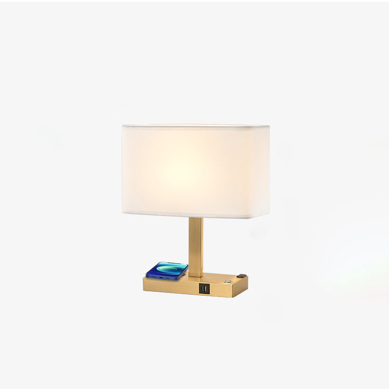 Rectangular Cloth Iron Living Table Lamp