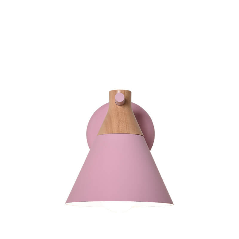 Solid Wood Macaron Cone Wall Lamp