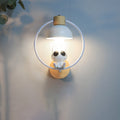 Wood Iron Resin Round Wall Lamp