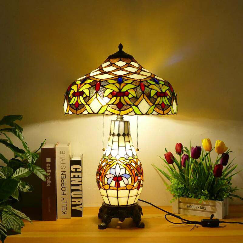 Baroque Umbrella Resin Stained 3-Light Table Lamp