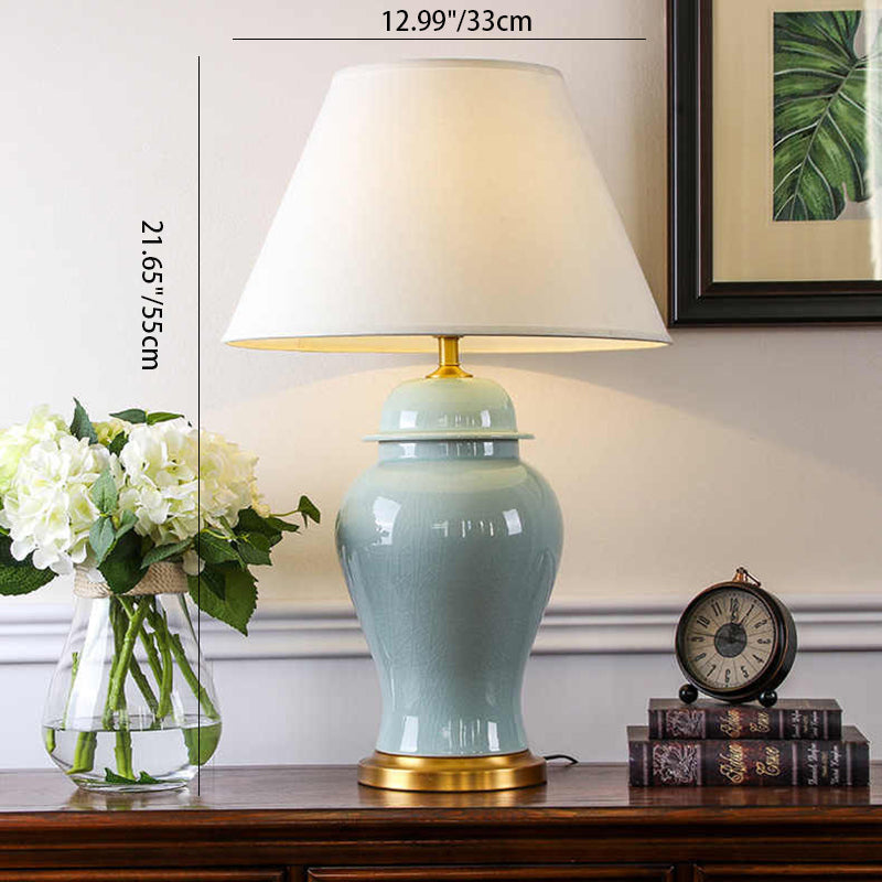 Fabric Ceramic Vase Study Table Lamp