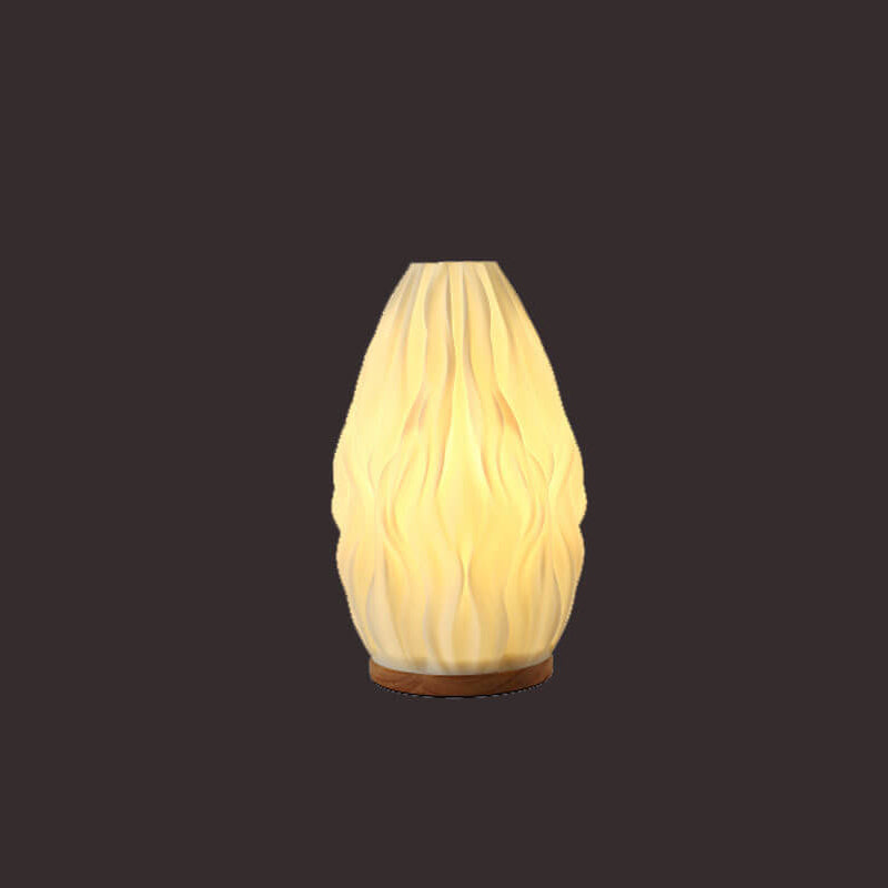 Round Wave Pod Wood Table Lamp