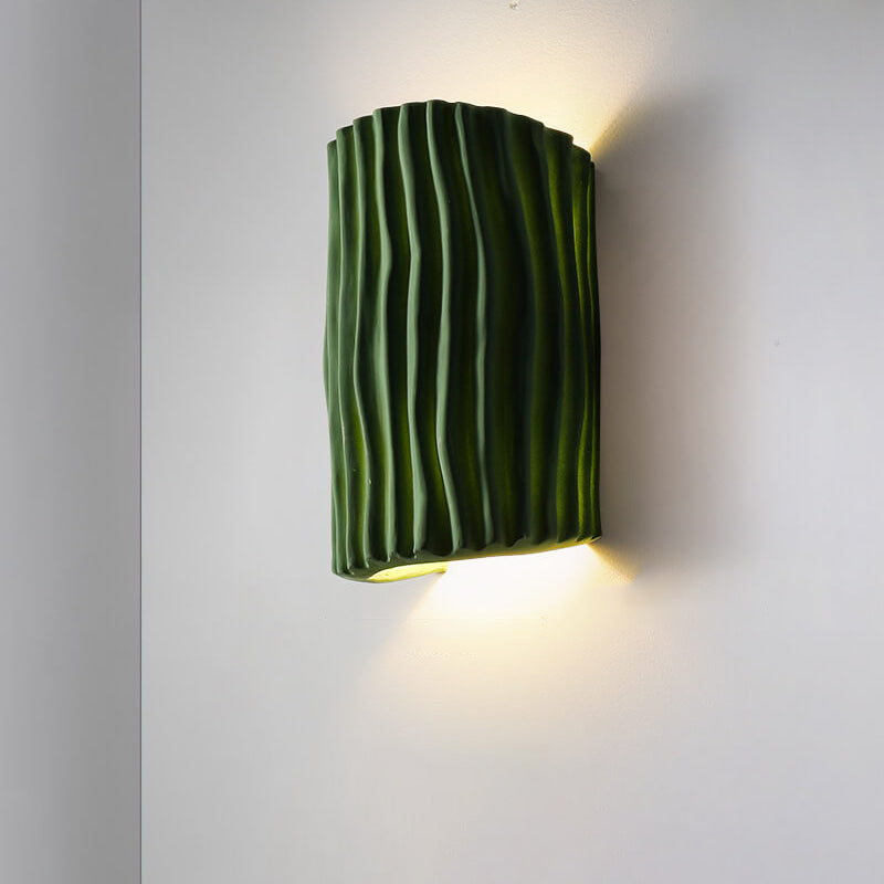 Wavy Textured Resin Semicircle 2-Light Wall Lamp