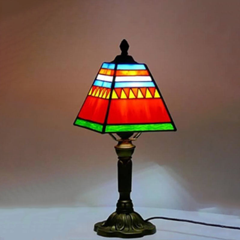 Square Stained Glass Iron Table Lamp
