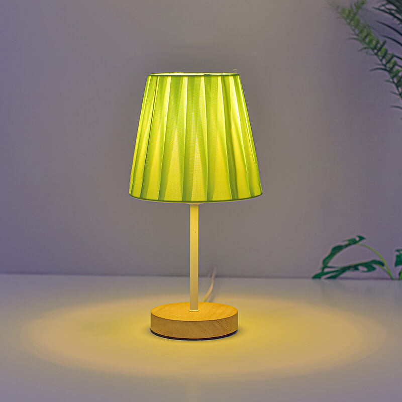 Fabric Cone Solid Wood Table Lamp