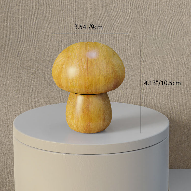 Mushroom Rubberwood Beechwood Bedroom Table Lamp