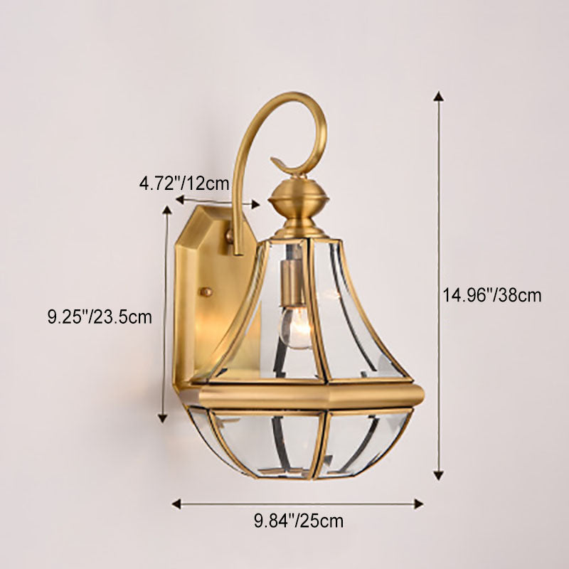 Hexagonal Lantern Brass Glass Outdoor Light