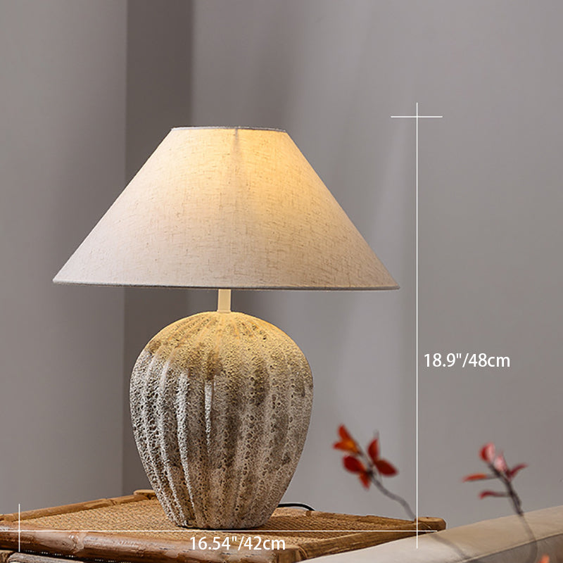 Ceramic Jar Linen Fabric Table Lamp