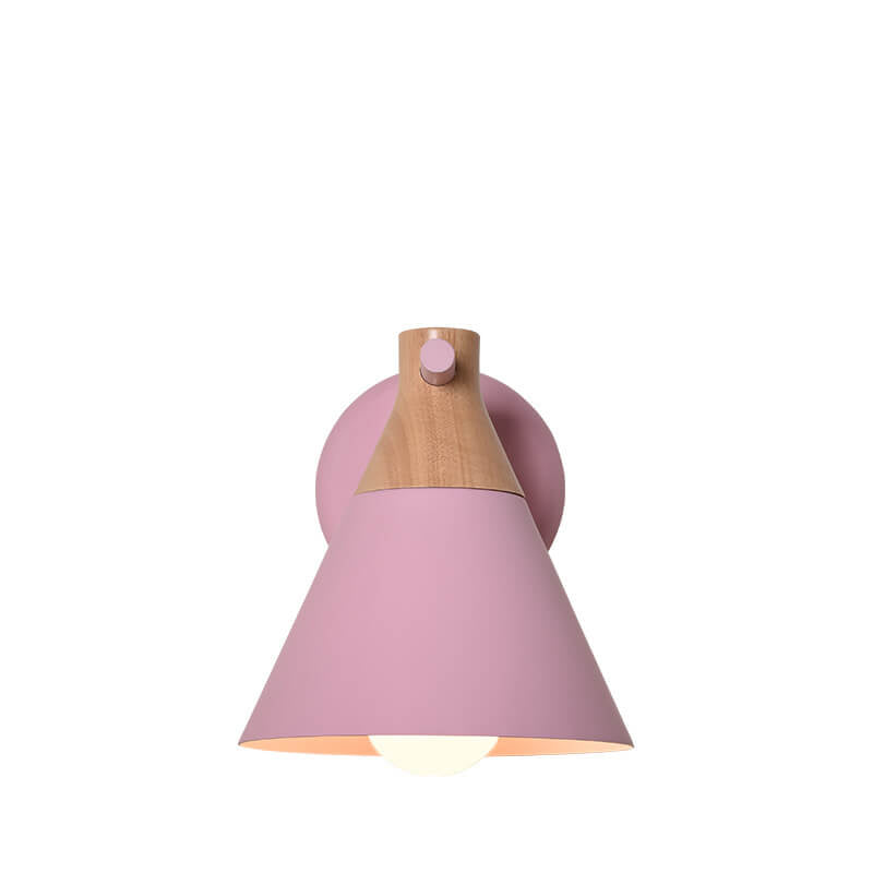Solid Wood Macaron Cone Wall Lamp