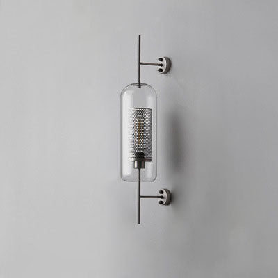 Cylinder Glass Iron Finish Wall Lamp