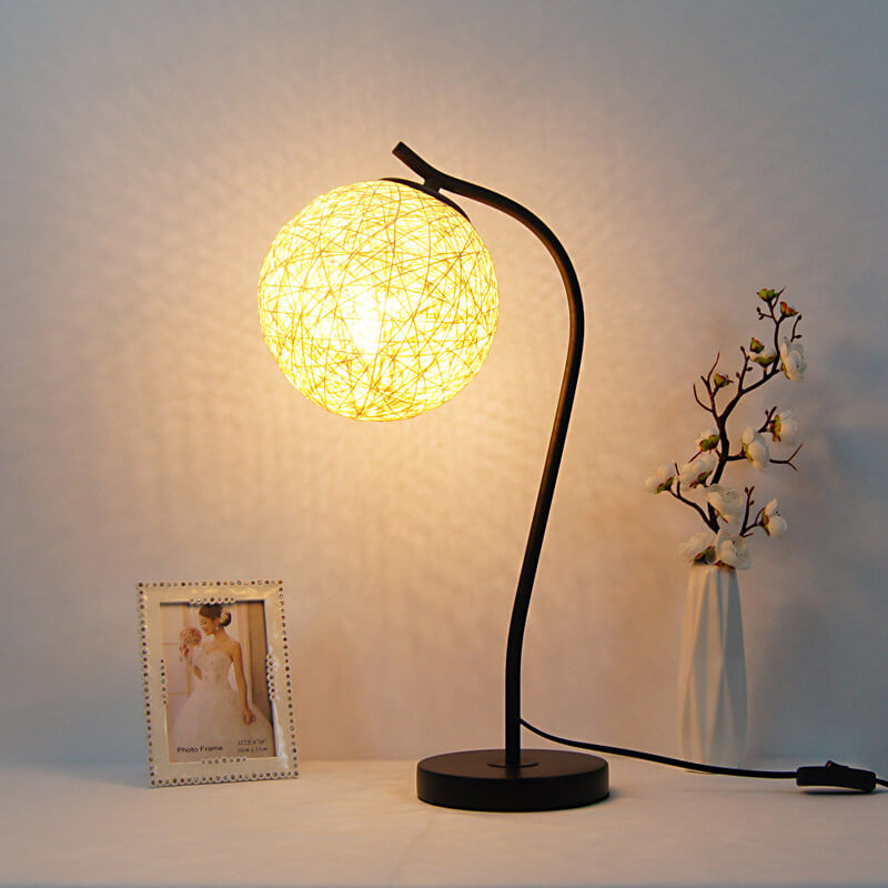 Style Twine Rattan Ball Table Lamp
