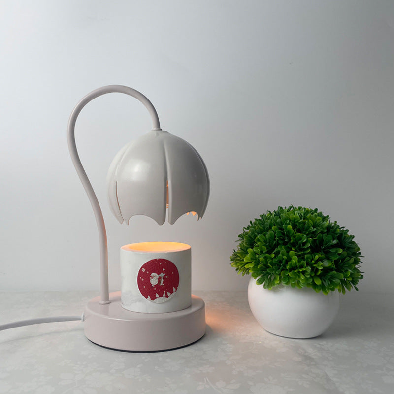 Iron Glass Wood Flower Table Lamp