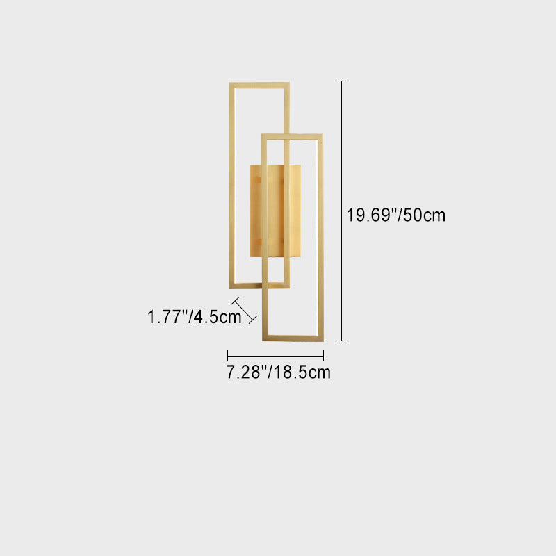 All Copper Rectangular Geometric Wall Lamp