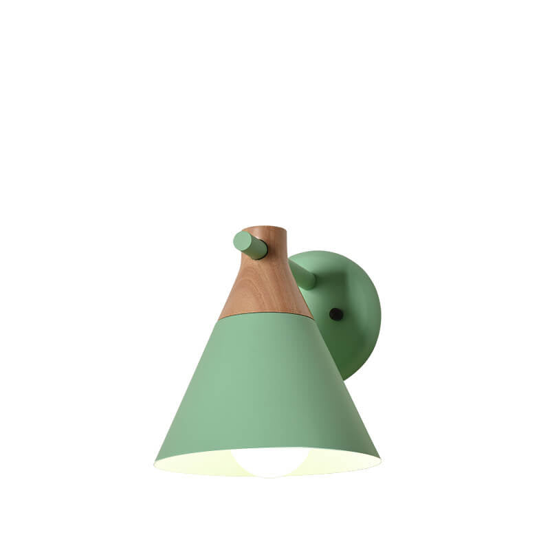 Solid Wood Macaron Cone Wall Lamp