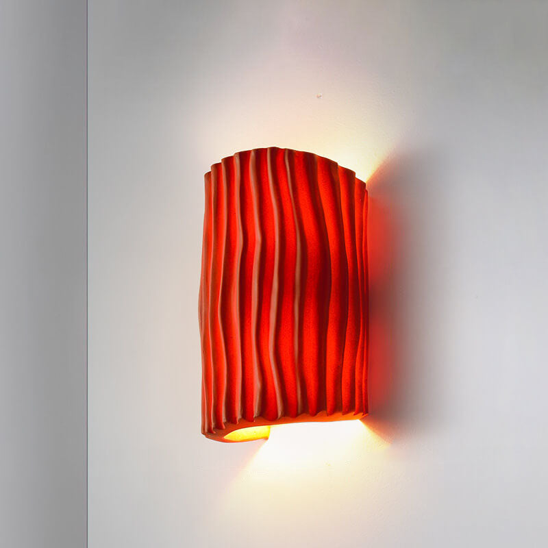 Resin Striped Half Cylinder 2-Light Wall Lamp