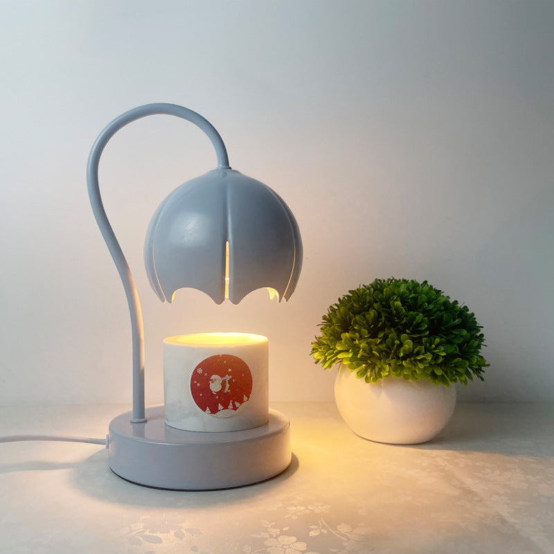 Iron Glass Wood Flower Table Lamp
