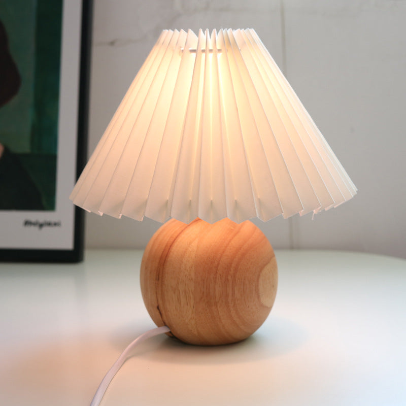 Pleated Fabric Round Ceramic Table Lamp