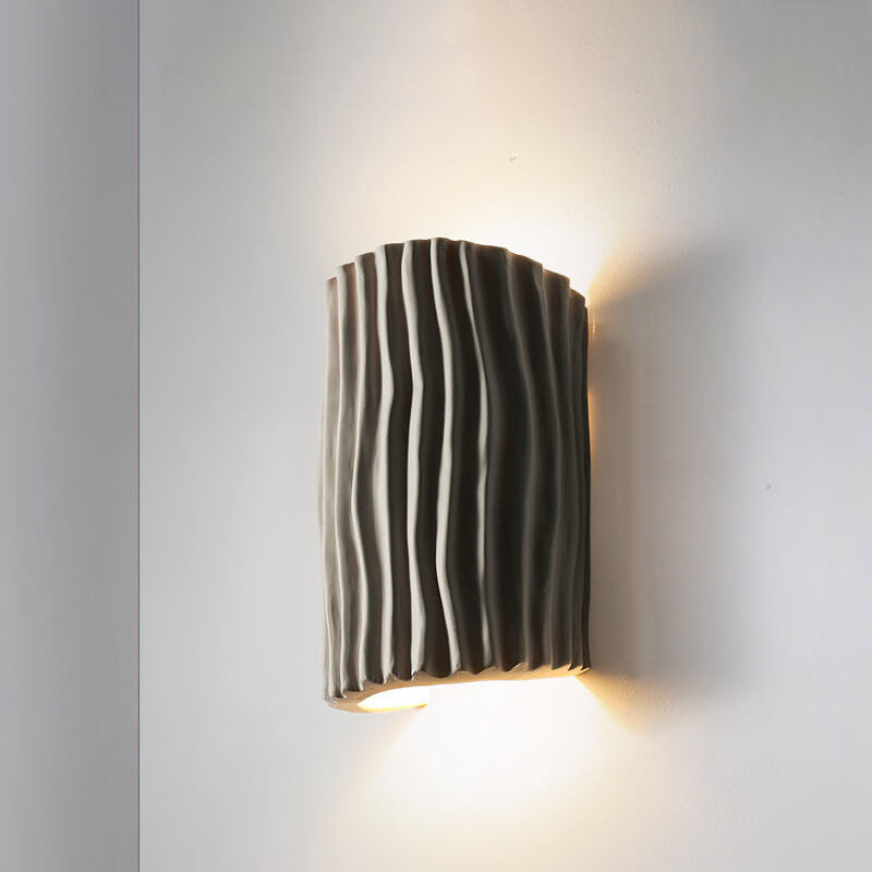 Resin Striped Half Cylinder 2-Light Wall Lamp