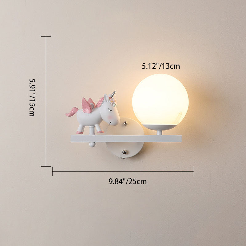 Kids Girls Unicorn Orb Wall Lamp