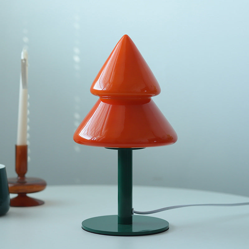 Iron Glass Christmas Tree Table Lamp