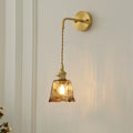 Eclectic Amber Brass Glass Wall Lamp