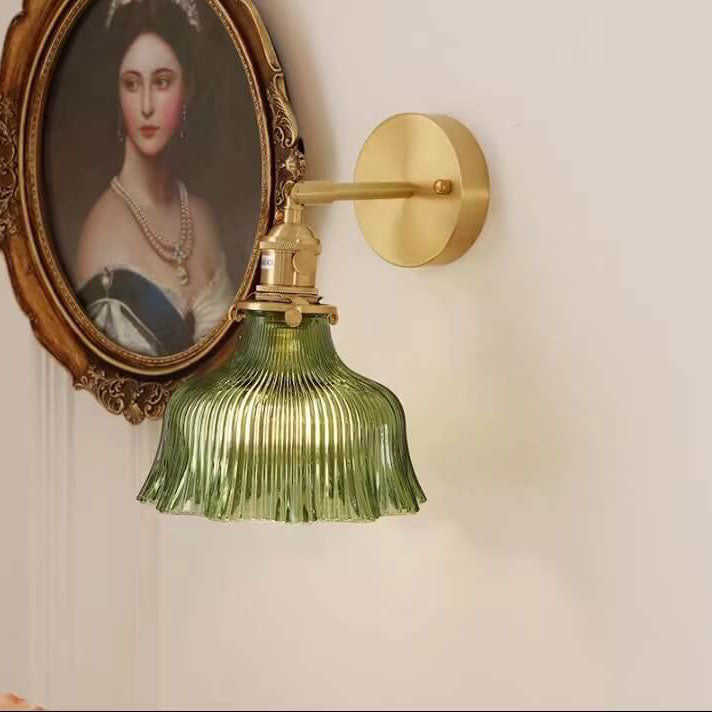 Flower Copper Glass Wall Lamp