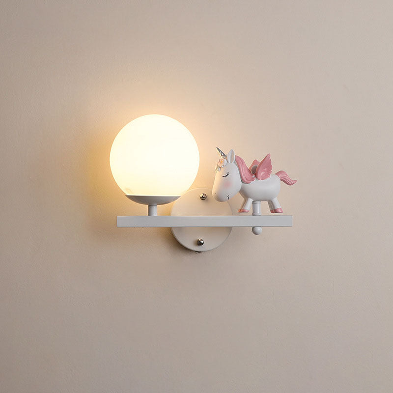 Kids Girls Unicorn Orb Wall Lamp