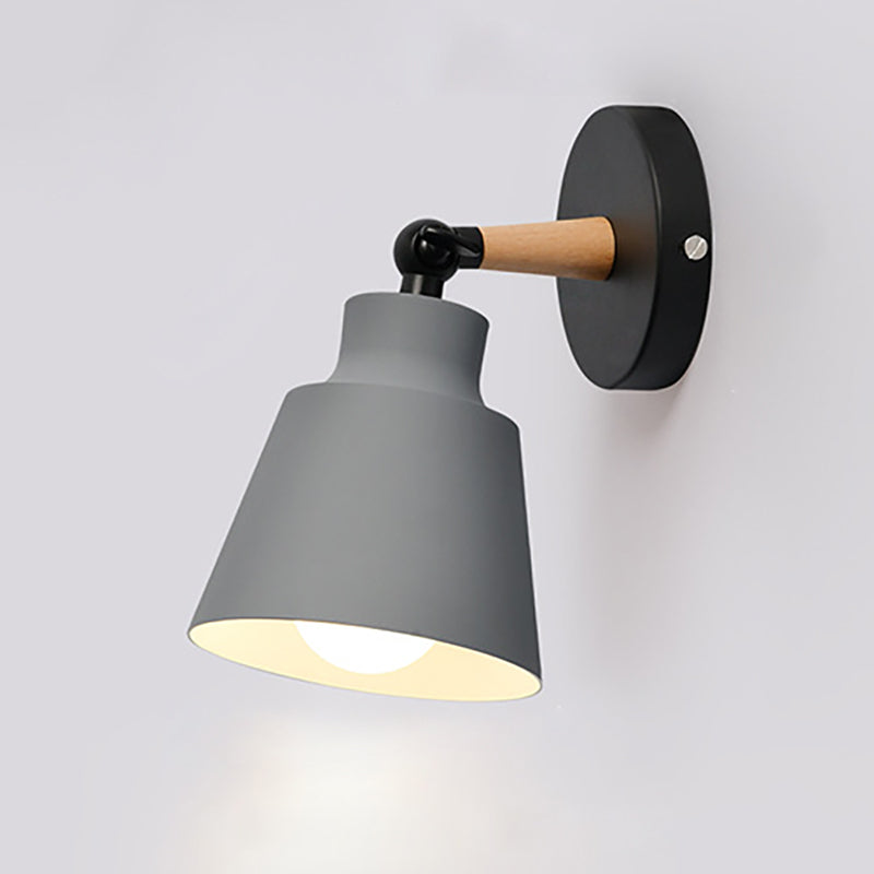 Cylindrical Trapezoidal Aluminum Wood Wall Lamp