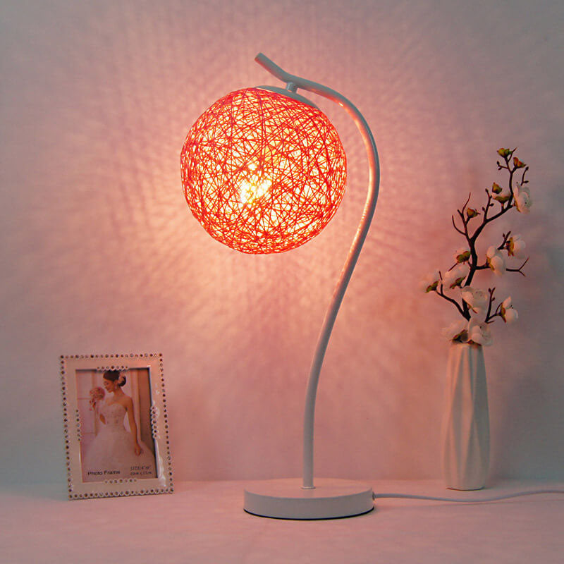 Style Twine Rattan Ball Table Lamp
