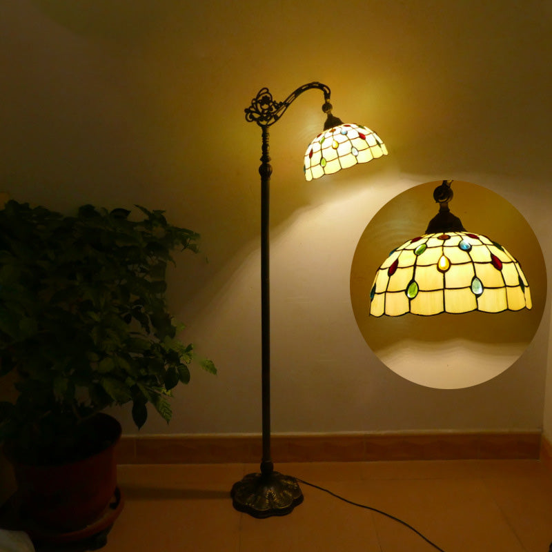 Plaid Stained Glass Bead Floor Lamp