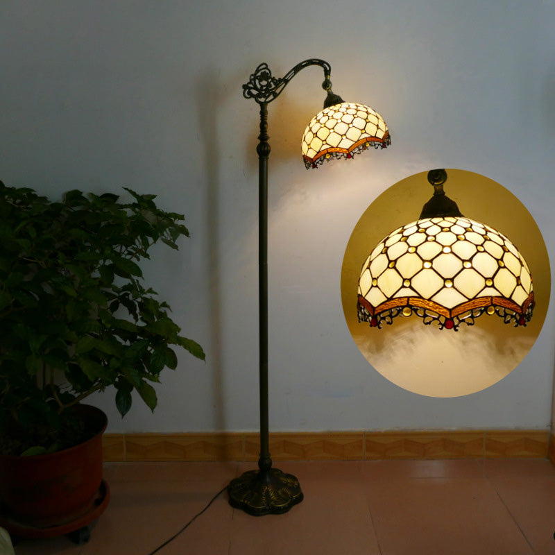 Plaid Stained Glass Bead Floor Lamp